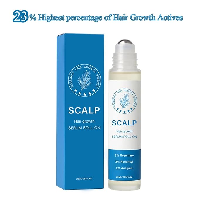 Hair Growth Roll On, Revival Ampoule, Rosemary Hair Groth Serum, Thicker & Stronger Prevents Fall For All Hair (3 Pcs)