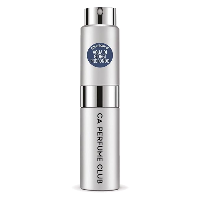 CA Perfume Impression of Aqua Di Giorgi Profondo for Men Aromatic Fougere Scent Long Lasting Cologne for Men Eau De Parfum Travel Size Refillable Atomizer Spray 0.27 Fl Oz 8ml