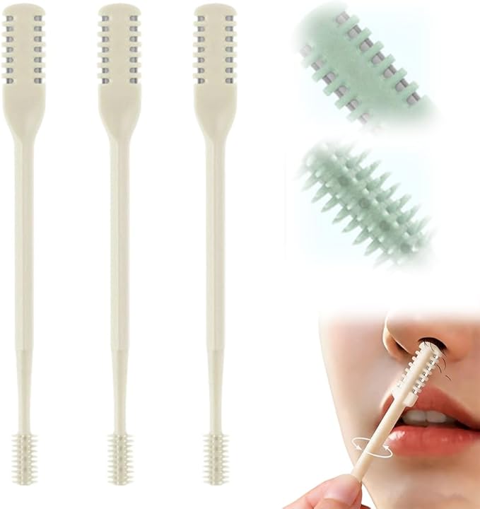 Nasal Hair Cutter for Women Men, 2026 Upgraded 2 in 1 Nose Hair Trimmer & Remover, Portable Travel Essentials Painless & Safe Grooming Tool for Daily Use (Beige, 3 Pcs)