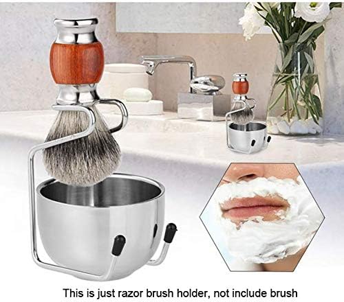 2 in 1 Shave Cup with Stand Holder Set Shaving Bowl with Stainless Steel Shaving Stand Brush Holder Set Razor Brush Bowl Grooming Tool for Men Beard Cleaning