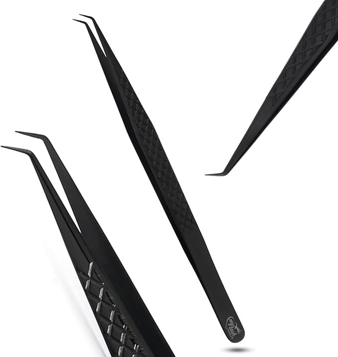 Isolation Tweezer for Eyelash Extensions – 14cm Curved Degree, Japanese Stainless Steel, Best for Individual Isolation & Classic Lashes, Eyelash Twisers (Black)