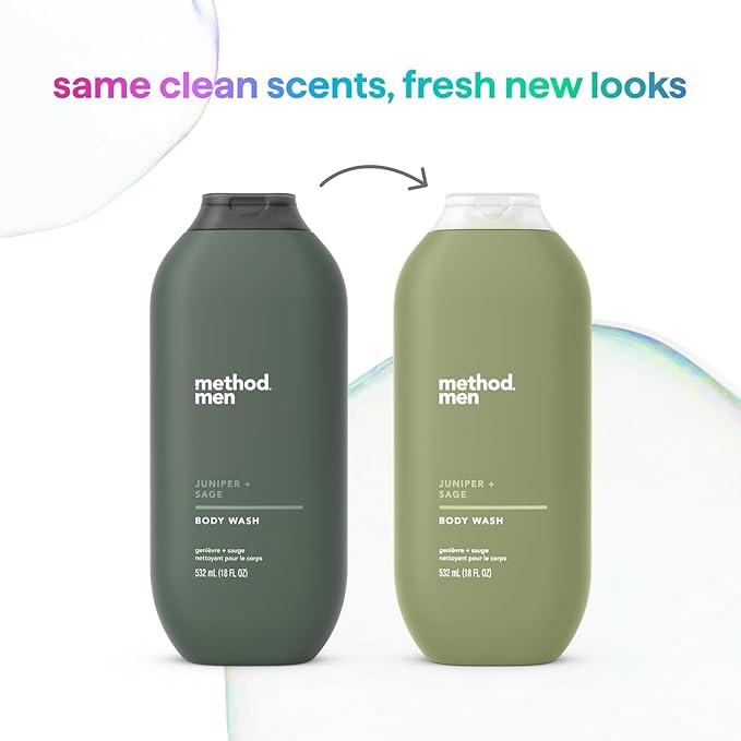 Method Men Body Wash,Juniper + Sage,Paraben and Phthalate Free,18 fl oz,(Pack of 2)