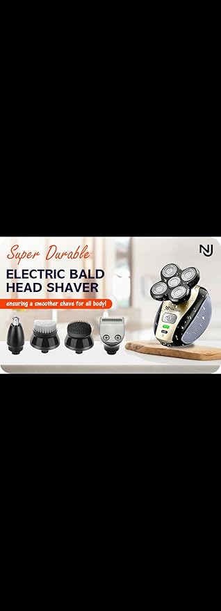 5 in 1 Electric Shaver Bald Head Shaver Head Shavers for Bald Men Electic Razor Waterproof IPX7 Cordless Rechargeable Trimmer for Nose Ear Face Body Hair Wet Dry Men Head Grooming Kit Hair Clippers
