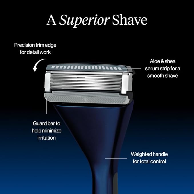 Essential Razor for Men, Handle + 2 Razor Blade Refills, Precision Trim Edge (Dusk)