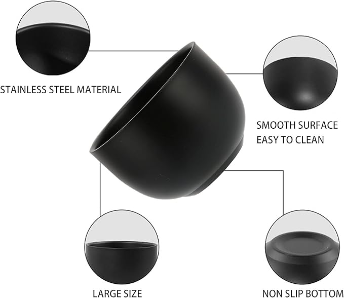 Shaving Bowl, Black Stainless Steel Shaving Foam Bowl, Curved Design Shave Bowl with Anti Slip Bottom for Men's Facial Shaving
