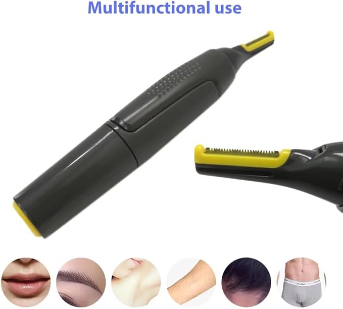 USonline911 2025 New Hair Trimmer Shaver Clipper for Men Women Ear Neck Eyebrow Trimmer Shaver Man Clean Trimer Razor 2 x Brush Heads & 1 x Hair Brush Gray Non-Slip G rip