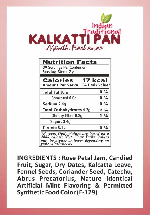 Kalakati Mitha Paan I Best Indian Mukhwas 10.58 oz (300 g) I Best Mouth Freshener I After Meal Digestive treat I Vegan I Non- GMO I Tasty Indian Kalkatti sweet pan