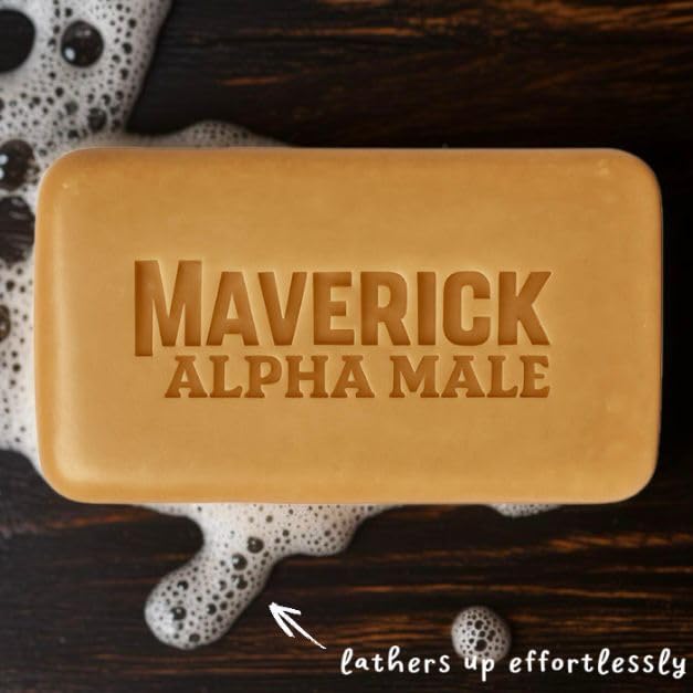 Maverick Alpha Male Soap & Health Brand Mystic Spice Fragrance Tallow Soap for Men – Deep Clean Bar with Coconut oil, Tea Tree oil, Safflower oil, Turmeric & light Oatmeal scrub