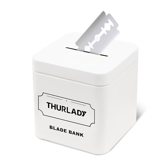 Razor Blade Disposal Container, Matte White, Large Capacity, Holds Over 500 Blades, Safe & Recyclable