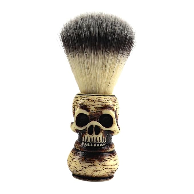 1Pc Skull Pattern Badger Hair Beard Brush for Men Portable Shaving Brush with Durable Handle Stylish Grooming Tool for Softening Beard and Easy Travel
