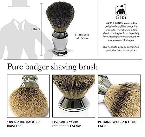 G.B.S Premium Men’s Shaving Grooming Set, Adjustable Butterfly Open Double Edge Safety Razor, Pure Badger Shaving Brush, Chrome Brush and Razor Stand