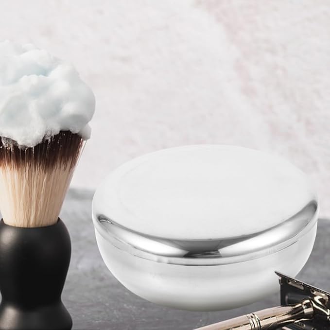 Men's Shaving Soap Bowl - Stainless Steel Shave Cup with Lid Durable Soap Puck after Shave for Lathering Cream and Traditional Wet Shaving Mug- 3.93x1.96in