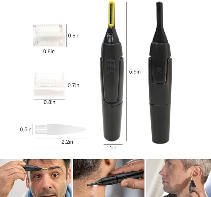USonline911 2025 New Hair Trimmer Shaver Clipper for Men Women Ear Neck Eyebrow Trimmer Shaver Man Clean Trimer Razor 2 x Brush Heads & 1 x Hair Brush Gray Non-Slip G rip