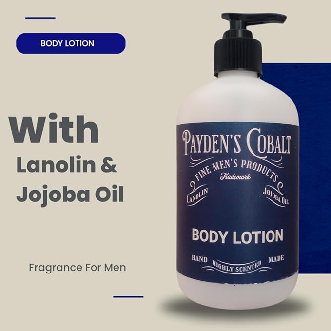 Payden's Cobalt Cedarwood & Citrus For Men Scented Luxury Body Lotion with Lanolin and Jojoba Oil, 12 Oz