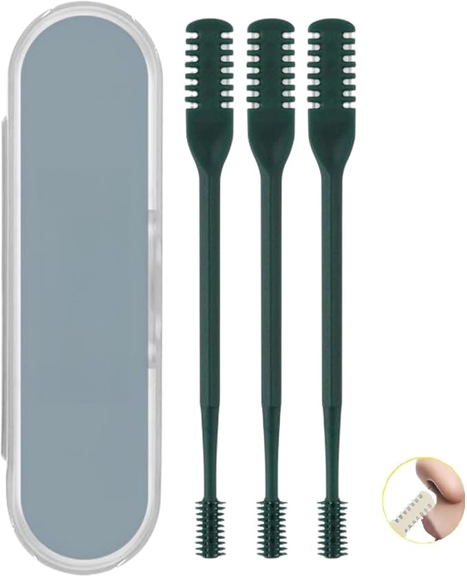 2023 New Nasal Hair Cutter, 360 Degree Rotating Nose Hair Trimmer, Portable Manual Nose Hair Trimmer, Nose Hair Trimmer for Women and Men (E-3PCS Dark Green)