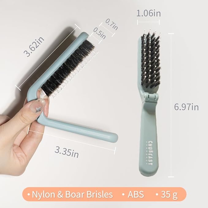 Uffy MiniPop Travel Hair Brush – Mini Folding Boar Bristles for Women, Men & Kids | Kid-Friendly Compact Comb for Wet & Dry Hair, Curly or Straight | Pocket-Size Detangler – Lemonade