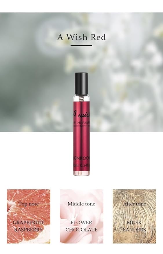 Lonkoom Christmas Perfume Samples Gift Set for Women Men, Unisex Eau de Parfum Spray Long Lasting Fragrance, 5x0.3 Fl Oz Floral Fruity Woody Notes of 24K Pure Gold, Red Wish, Black Oud, Girls, Noble
