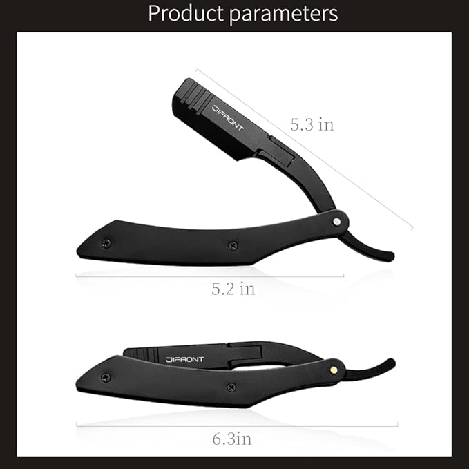 Professional Barber Straight Razor - 20 Stainless Steel Blades, Aluminum Handle, Portable Shaving Kit (TKL-B)