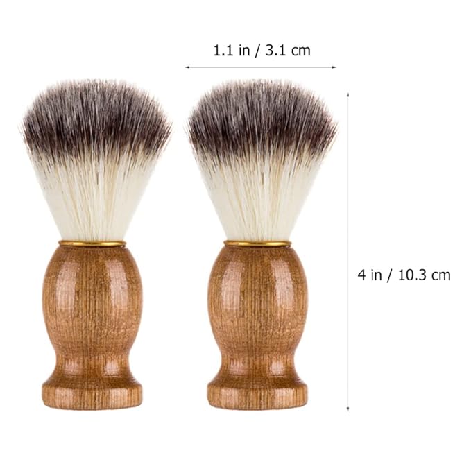 ABOOFAN 2pcs Shaving Brushes for Men with Wood Handle Beard Hair Salon Brush