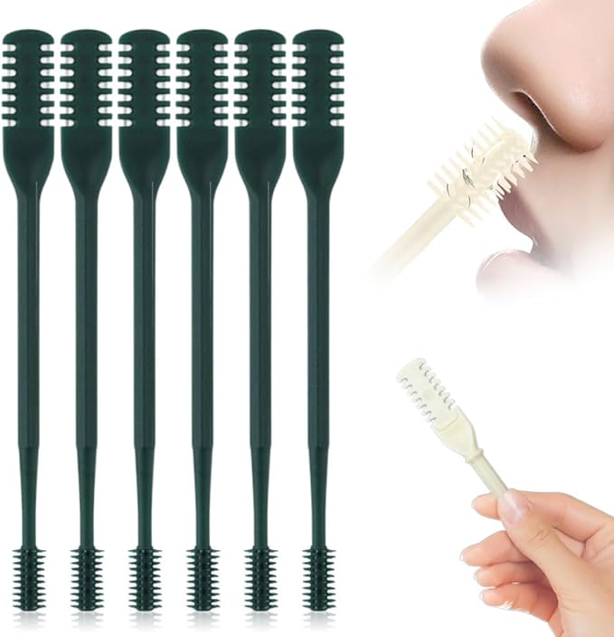 2-in-1 Nose Hair Trimmer for Daily Use,2026 Manual 360° Rotating Nostril Hair Removal Tool Double Sided Blade Travel Size,Nasal Hair Cutter for Women Men (Dark Green, 6 Pcs)