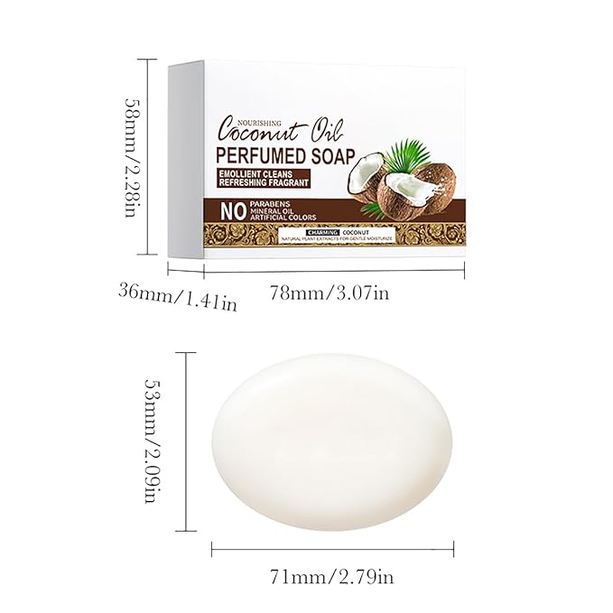 Nourishing Coconut Oil Perfumed Soap, Natural Handmade Organic Bar Soap, Paraben & Mineral Oil Free, Moisturizing & Restoring Body Soap for Women & Men, 3 Count (10.59 oz)