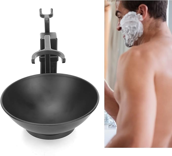 Shaving Brush Holder, Black Stainless Steel Shaving Brush Razor Stand with Soap Bowl Set Razor Holder Stand for Men boyfriend Husband Lover