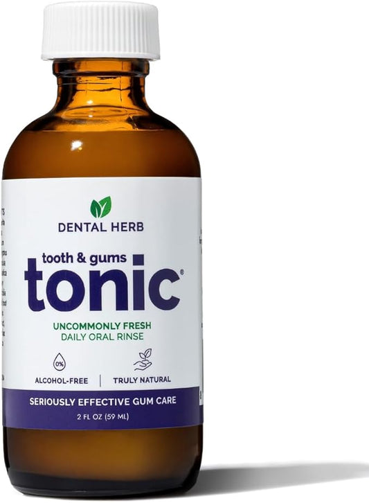 Natural Mouthwash Travel Size (2 oz) – Alcohol-Free Oral Rinse for Fresh Breath & Gum Health | Dentist Recommended Herbal Formula with Pure Essential Oils – Dental Herb Company Tooth & Gums Tonic