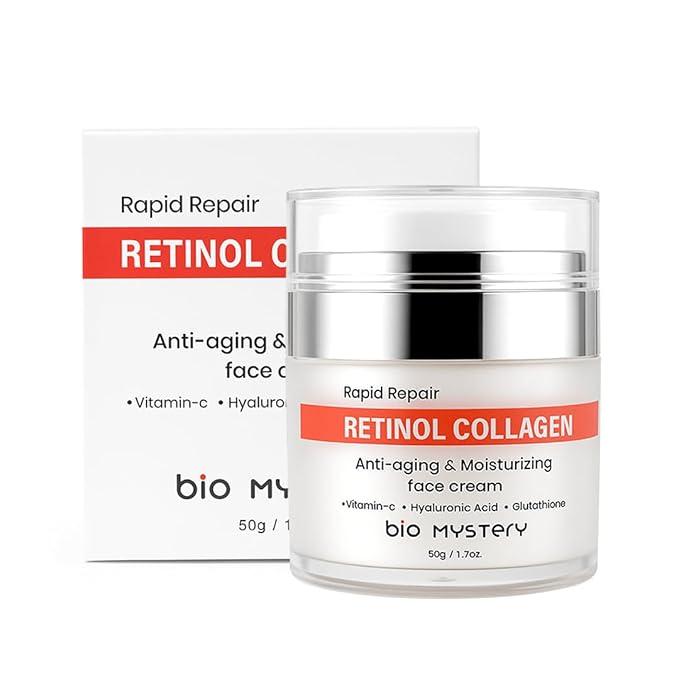 Retinol, Collagen, Hyaluronic Cream with Vitamin C & Glutathione – Lightweight Daily Moisturizer for Face & Neck – Hydrating Day & Night Fine Lines and Wrinkles | Anti Aging Cream – 50gm / 1.7 fl.oz