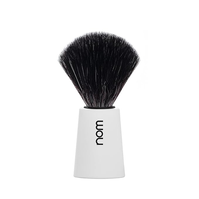 NOM Carl Shaving Brush | Vegan Shave Brush for Shaving soaps and creams | sustainable eco-friendly and reusable |Exfoliating Shaving Brush | White handle
