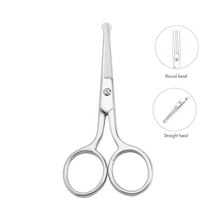 LIVINGO Premium Manicure Rounded Tip Scissors Multi-purpose Stainless Steel Cuticle Pedicure Beauty Grooming Kit for Nail, Eyebrow, Eyelash, Dry Skin, Nose Hair 3.5 inch (Pack of 2)