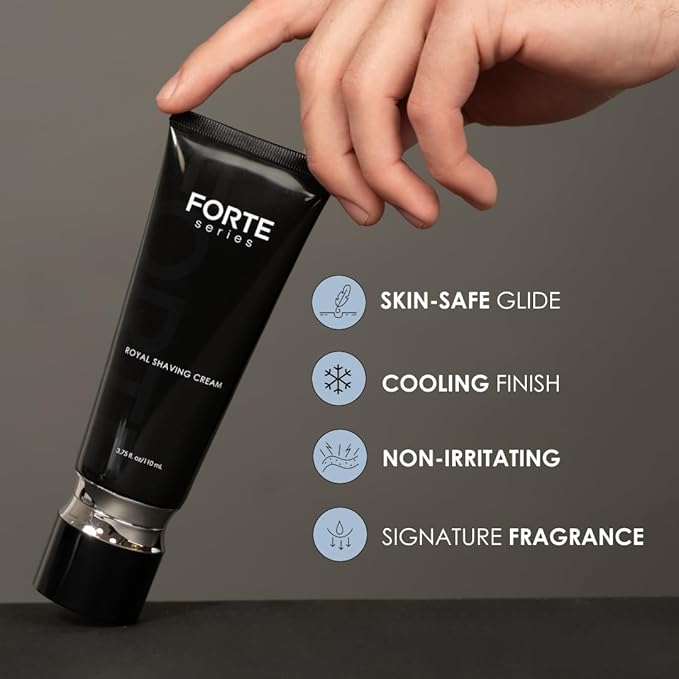 Forte Series Royal Shaving Cream, Premium Protective Barrier Cream, Non-Foaming Texture, Skin-Safe Glide, Anti-Irritating Formula, Black
