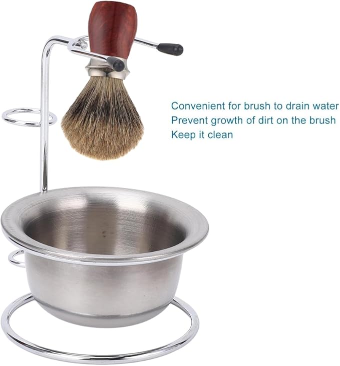 Shaving Set, Metal Shaving Brush Holder, Stainless Steel Shaver Soap Bowl Set for Man, Husband, Father, Valentine's Day