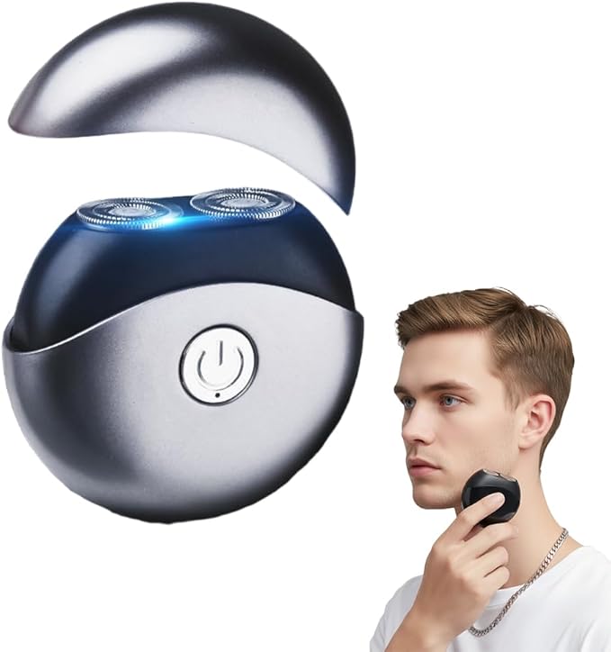Portable Multifunctional Electric Shaver, USB Mini Shavers for Men, Rechargeable Electric Mini Portable Razor, Washable Double Head Razor, Waterproof Compact Electric Shaver for Home, Travel (Silver)
