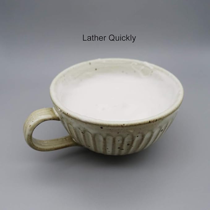 Ceramic Retro Shaving Bowl, Wide Mouth, Large Capacity Shaving Mug, Easier To Lather (Off-white)