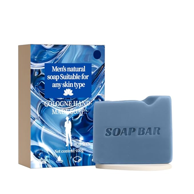 Natural Soap for Men, Soap Bar with Essential Oils, Cold Pressed Bar Soap for Men, Nourishing Mens Bar Soap (Cologne)