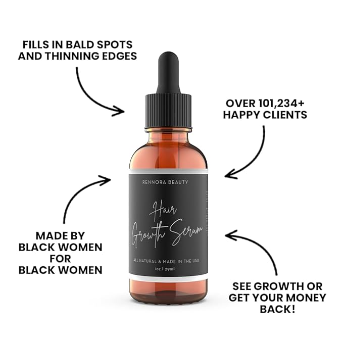 Rennora Hair Growth Serum with Organic Herbs and Natural Vitamins, Peppermint Oil, Stinging Nettle, and Rosemary Oil, No Chemicals, Formulated for Hair Regrowth (1 Pack - 30 Day Supply)