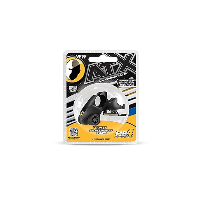 HeadBlade LE ATX Men's Head Shaving Razor - Black - Rigid Body with Multiblade Design and Non Slip Rubber Ring for Easy Reach, Close Shave