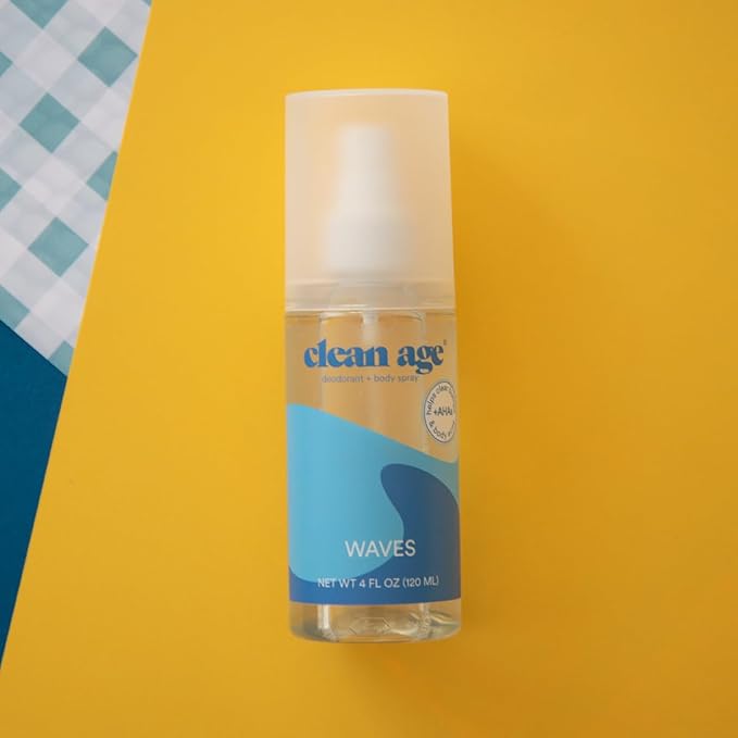 Aluminum Free Deodorant & Body Spray - Waves 4oz - Clean Deodorant and Body Spray for Teen Boys and Girls - With AHA For Body Acne