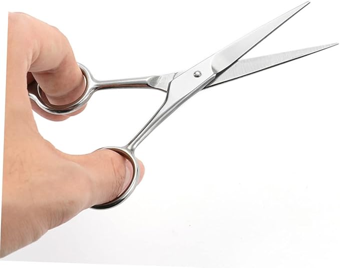 NOLITOY 2pcs Men Stainless Steel Beard Scissors Hairdressing Scissors Mustache Trimmer Compact Beard Care Tool for Male Friends