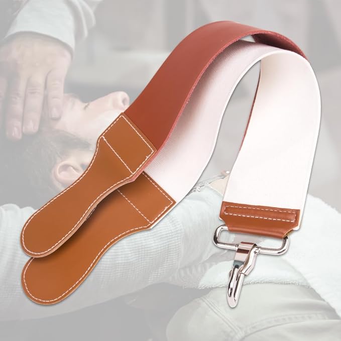 ZORZA 1Pcs Dual-Sided Leather Sharpening Straps Professional Barber Leather Strap Straight Razor Strop with Cowhide & Canvas for Enhanced Razor Sharpening & Smoothing Experience(Brow)(Cowhide+Canvas)