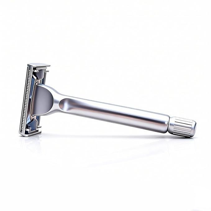 Classic Long Handle Heavy Weight Butterfly Open Double Edge Safety Razor for Men & Women with 10 Stainless Steel Blades,Smooth and Clean Shave Machine,Unique Gifts for Him