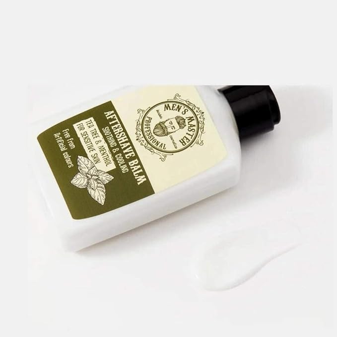 Soothing Aftershave Balm for Sensitive Skin"Tea tree and Menthol" Cosmetics for Men, Parabens FREE, 120 ml of Men's Master