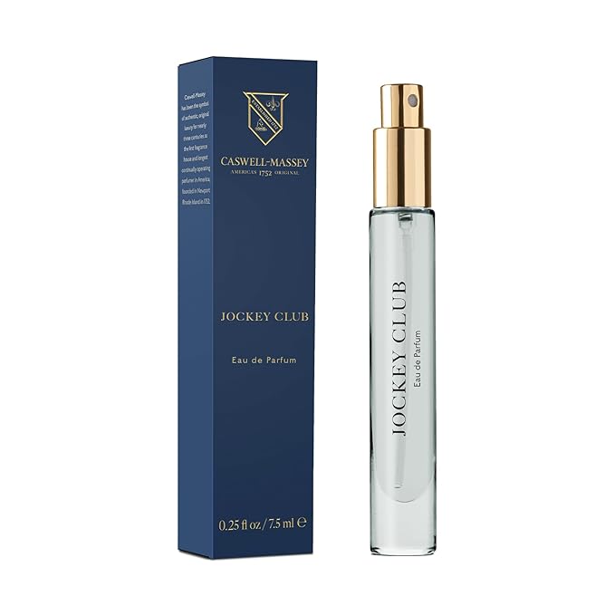 Caswell-Massey Jockey Club Eau de Parfum Spray, Sophisticated Floral Masculine Scent with Carnation, Rose & Dark Amber, Fragrance for Men, Made in USA, 0.25 Oz