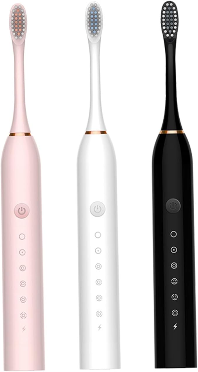 Electric Toothbrushes Adults Rechargeable Toothbrush with 4 Brush Heads and 6 Cleaning Modes Low Noise Waterproof Whiten Toothbrush Smart Timer Longer Life for Women Men Gift Black Rechargeable