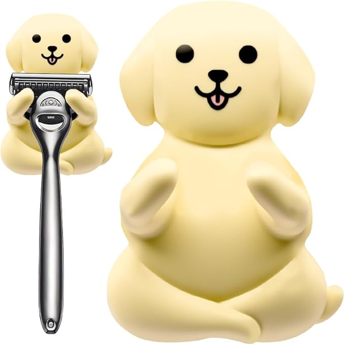 Dog Holder Shaver Organizer, Cute Dog Animal Bathroom Decor Razor Holder Wall Mount, Valentine's Day Birthday Gifts for Men Women Boyfriend Girlfriend, Emotiona Gifts for Wife Husband Dad Mom
