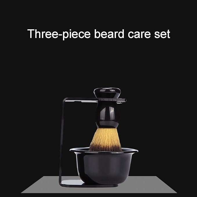 Shaving Brush Kit, Soft Brush Hair 3pcs Beard Shaving Brush Long Lasting for Father's Day Gifts for Birthday Male