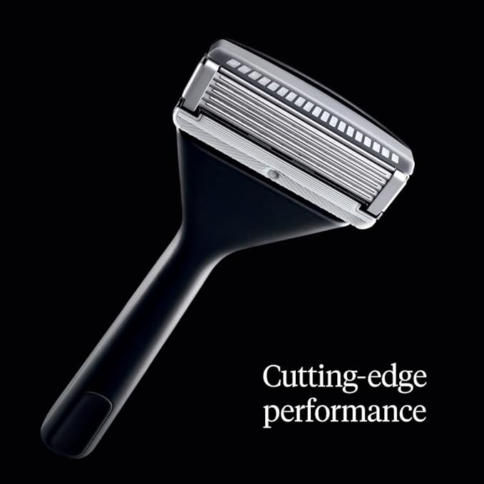 Premium Razor for Men, Handle + 2 Razor Blade Refills + Magnetic Shower Hook, Precision Trim Edge (Matte Black)
