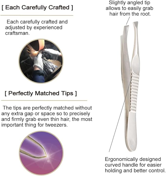Generic Eyebrow Tweezers [ Made in Japan ] Professional Hande Made Sharp Tweezers with Angled Tip for Men and Women SK-3 SK-3