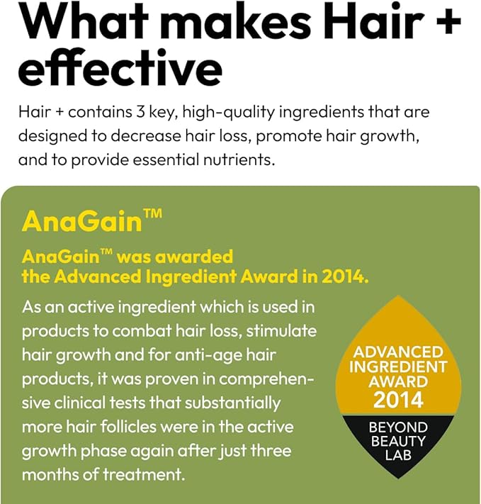 BIGVITA Hair Growth Supplement – Fast Hair Regrowth for Thicker, Fuller Hair | AnaGain™ Nu, Biotin, Black Sesame Extract | Hair Loss Support for Women & Men | Vegan, Gluten-Free – 1 Month Supply