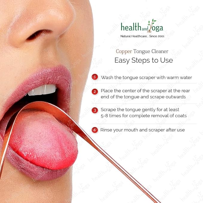 HealthAndYoga™ qSwipe Copper Tongue Cleaner Scraper - Hygienic, Non-Synthetic Grip – Tongue Brush Cleaner (Copper - 1-Pack)